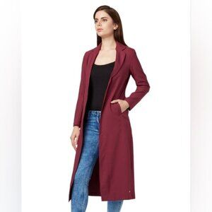 Revolve Have Ling Burgundy Quiet Luxury Stretch Open Front Minimalist Blazer S
